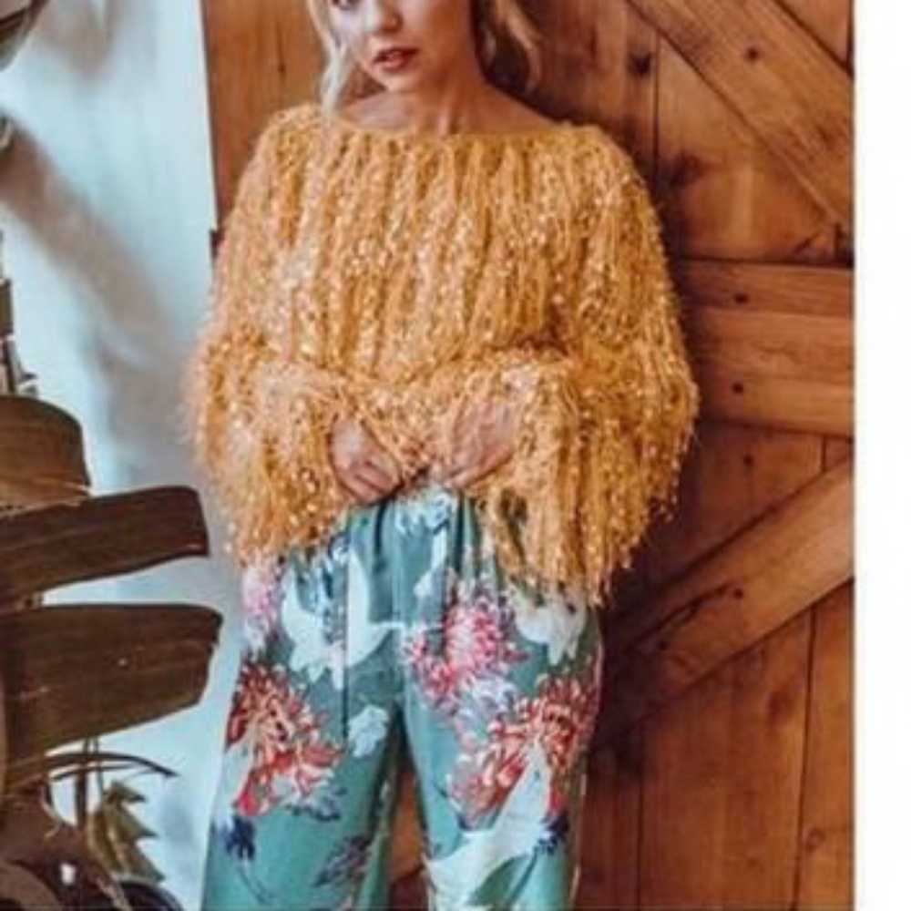 CHIARA Mustard Fringe Sweater - Picture 3 of 3